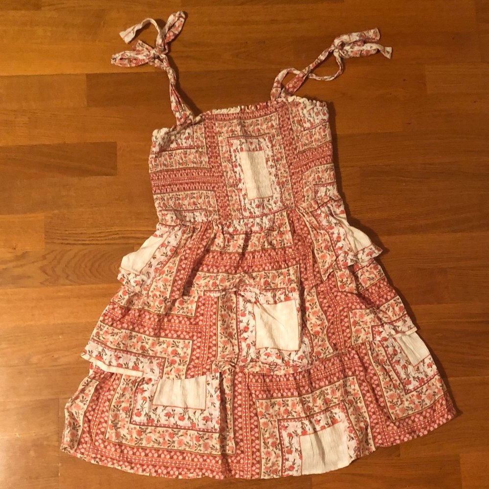 American Eagle Smocked Bodice Layered Floral Dress